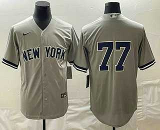 Mens New York Yankees #77 Clint Frazier Gray Cool Base Stitched Jersey